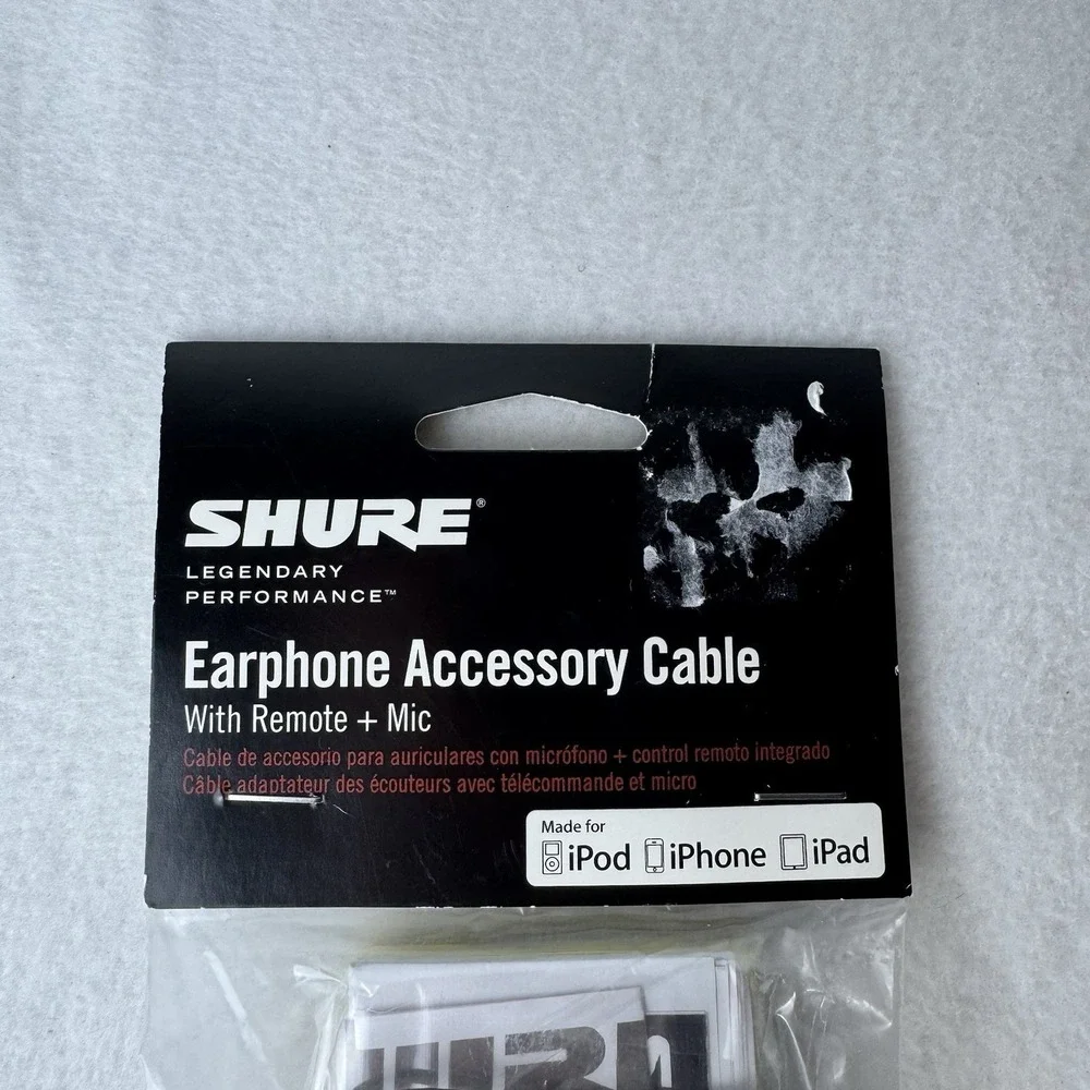 New Shure CBL-M-K Earphone Accessory Cable With Remote And Mic Detachable Cable